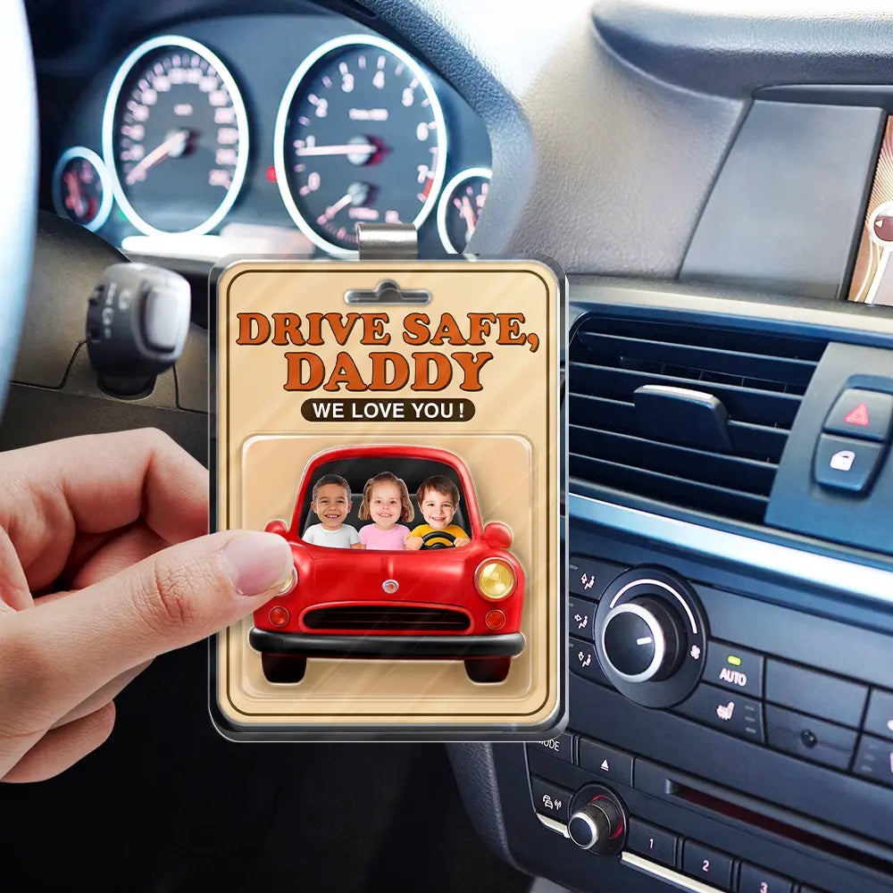 Custom Photo, Gift For Father, Gift For Grandpa, Love - Custom Photo We Love You Daddy - Personalized Custom Shaped Acrylic Car Visor Clip