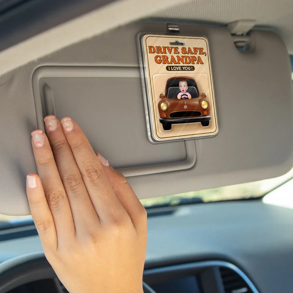 Custom Photo, Gift For Father, Gift For Grandpa, Love - Custom Photo We Love You Daddy - Personalized Custom Shaped Acrylic Car Visor Clip