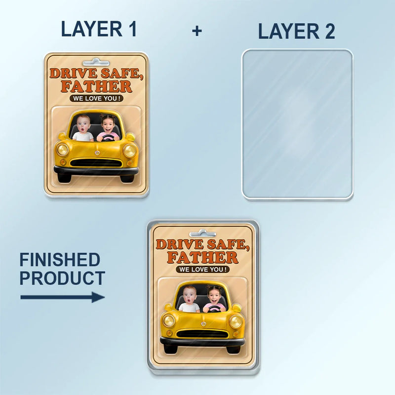 Custom Photo, Gift For Father, Gift For Grandpa, Love - Custom Photo We Love You Daddy - Personalized Custom Shaped Acrylic Car Visor Clip