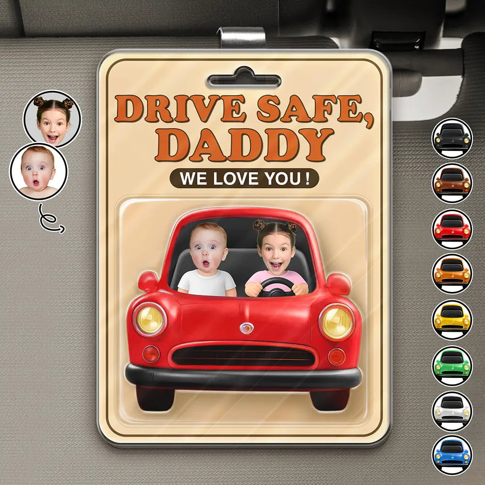 Custom Photo, Gift For Father, Gift For Grandpa, Love - Custom Photo We Love You Daddy - Personalized Custom Shaped Acrylic Car Visor Clip