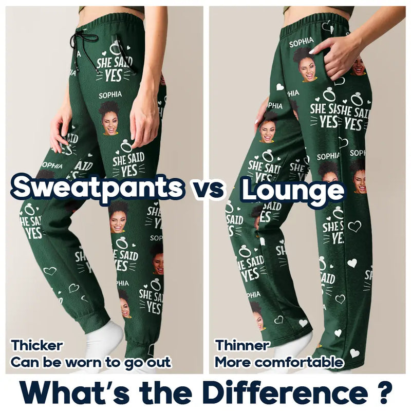 Engaged,Gift For Husband,Gift For Wife,Gift For Couples,Christmas - Custom Photo We Officially Said Yes - Personalized Pajama Pants