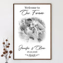 Custom Photo, Gift For Couples, Wedding, Romantic, Upload Full Photo - Custom Photo Wedding Couple Welcome To Our Forever - Personalized Poster