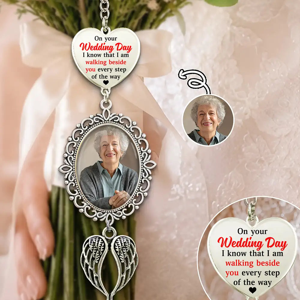Custom Photo Wedding Walking Beside You Memorial - Personalized Wedding Charm