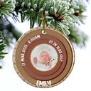 Christmas, Family, New baby, Happy - Custom Photo Welcome To The World Baby Stats - Personalized Circle Ceramic Ornament