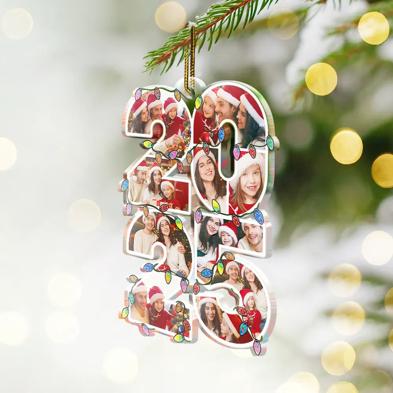 Family,Love,Christmas,Custom Photo - Custom Photo What A Year - Personalized Custom Shaped Acrylic Ornament