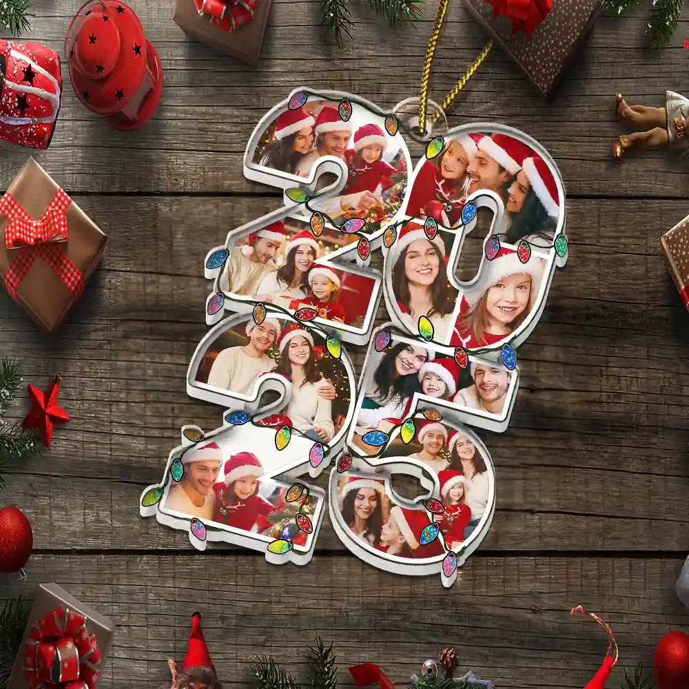 Family,Love,Christmas,Custom Photo - Custom Photo What A Year - Personalized Custom Shaped Acrylic Ornament