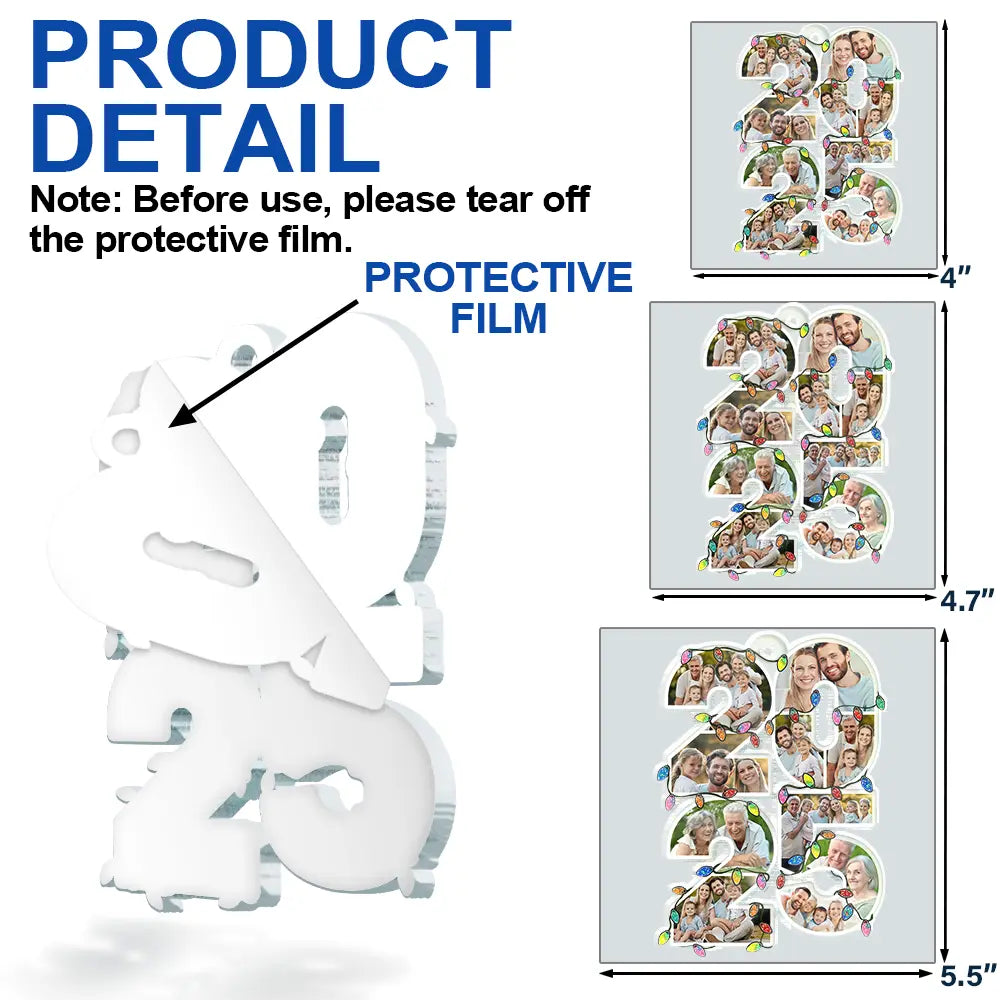 Family,Love,Christmas,Custom Photo - Custom Photo What A Year - Personalized Custom Shaped Acrylic Ornament