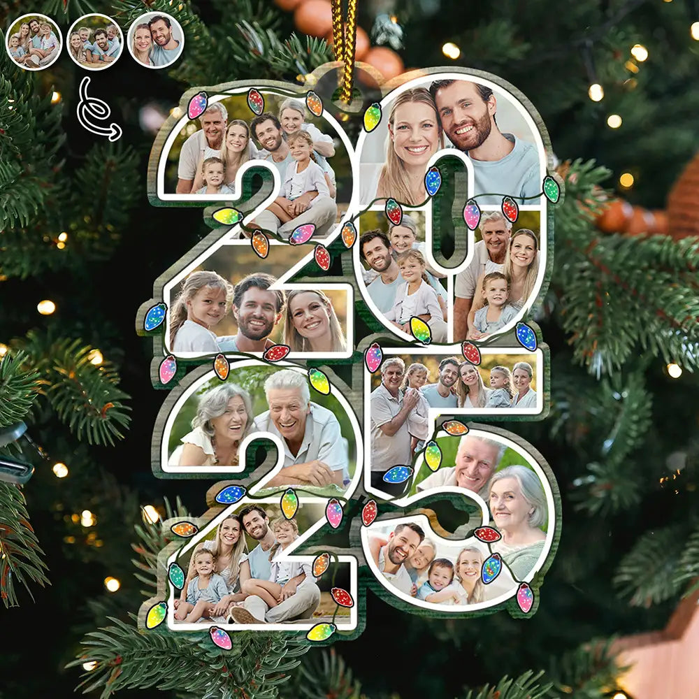 Family,Love,Christmas,Custom Photo - Custom Photo What A Year - Personalized Custom Shaped Acrylic Ornament
