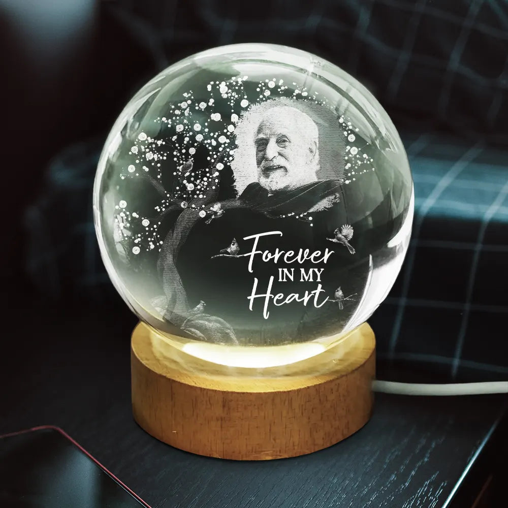 Sad,Custom Photo,Memorial - Custom Photo When You Miss Me - Personalized Crystal Globe Lamp