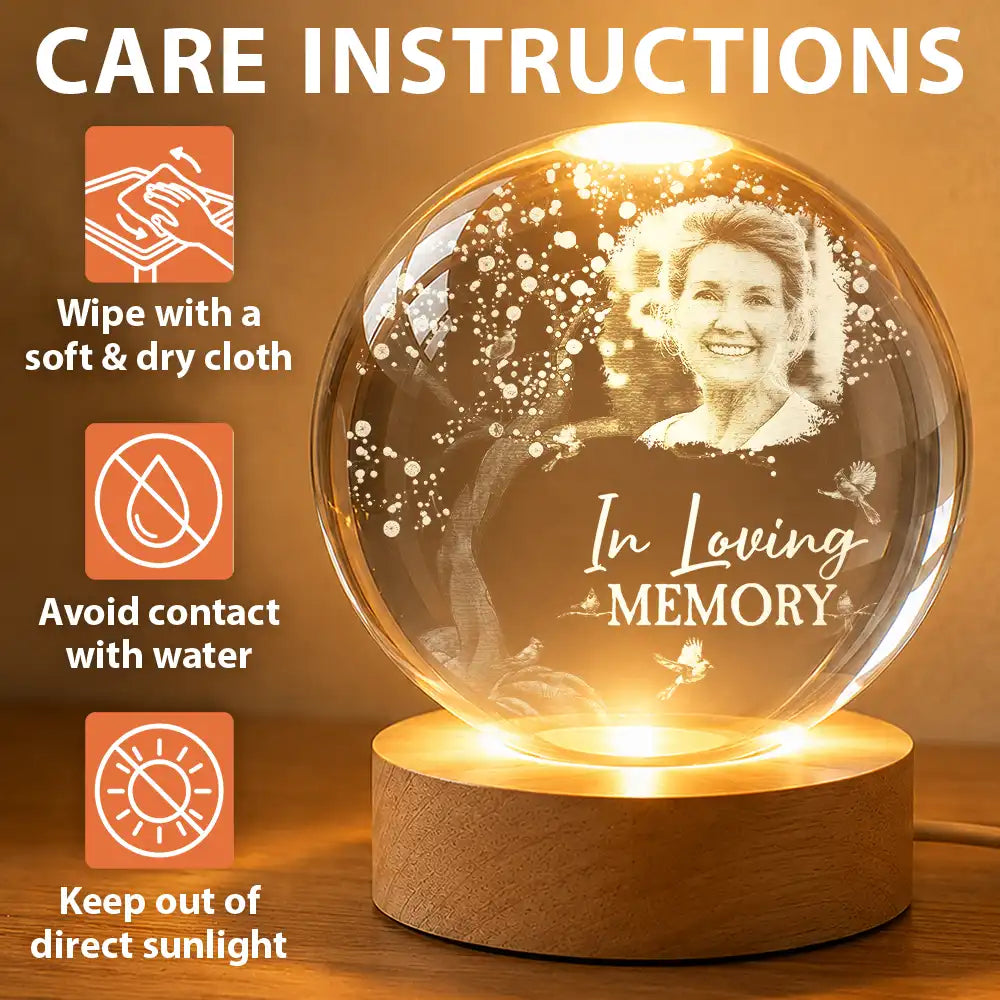 Sad,Custom Photo,Memorial - Custom Photo When You Miss Me - Personalized Crystal Globe Lamp