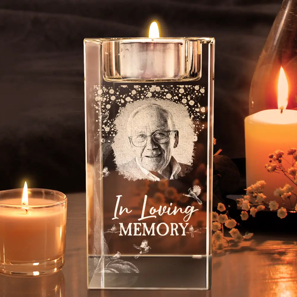 Sad,Memorial,Custom Photo - Custom Photo When You Miss Me Have No Fear - Personalized Crystal Candle Holder