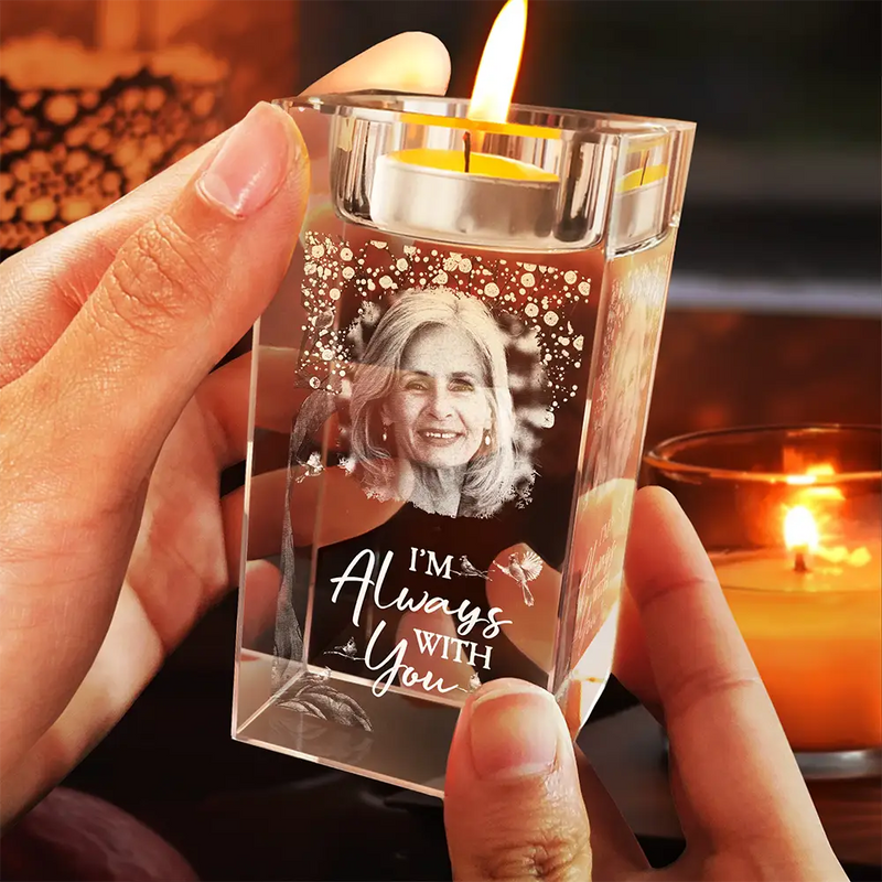 Sad,Memorial,Custom Photo - Custom Photo When You Miss Me Have No Fear - Personalized Crystal Candle Holder