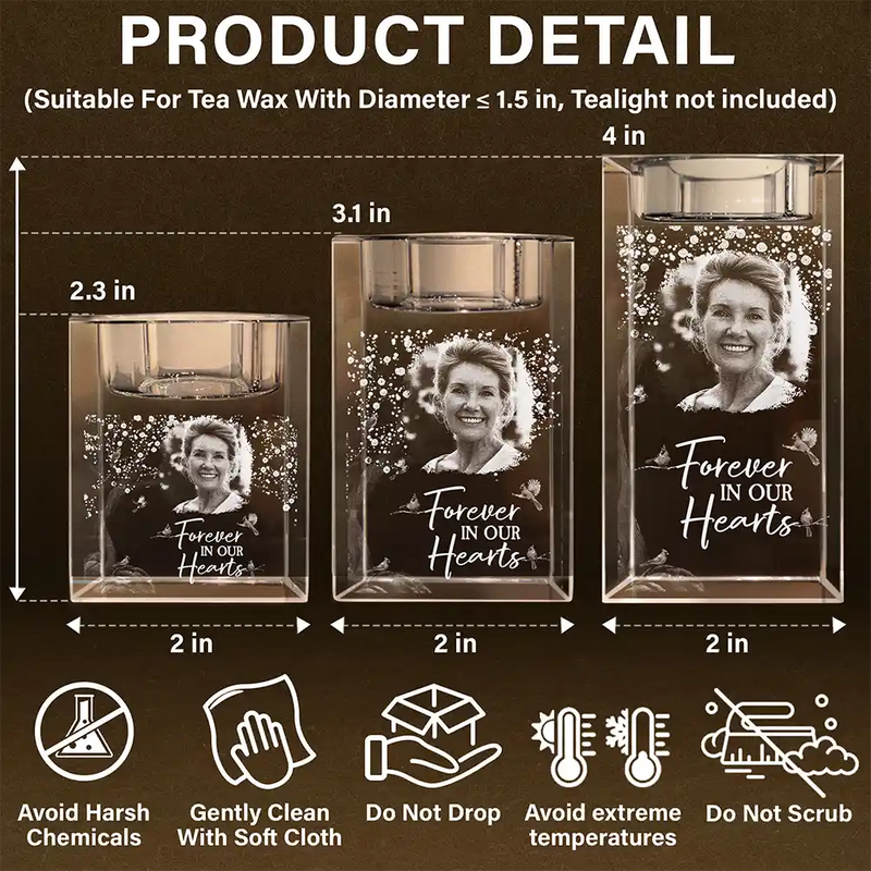 Sad,Memorial,Custom Photo - Custom Photo When You Miss Me Have No Fear - Personalized Crystal Candle Holder