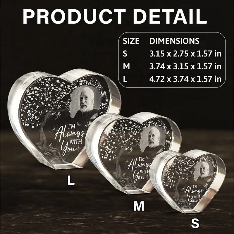 Sad,Memorial,Custom Photo - Custom Photo When You Miss Me Have No Fear - Personalized Crystal Heart