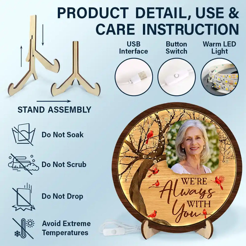 Sad,Memorial,Custom Photo - Custom Photo When You Miss Me Have No Fear - Personalized LED Light Wooden Plaque