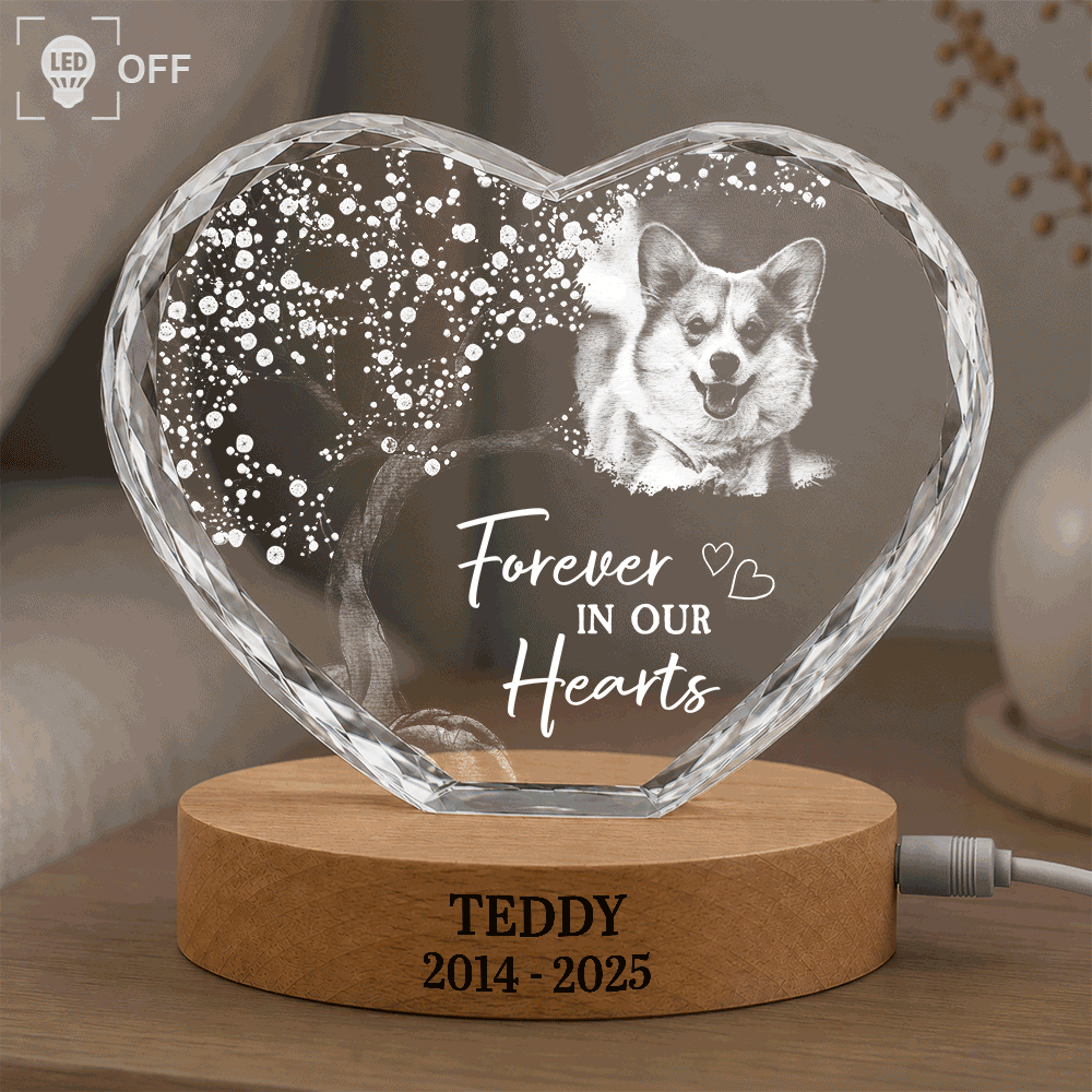 Memorial, Family, Parents, Gift For Grandparents, Gift For Sibling, Sad - Custom Photo When You Miss Me Have No Fear Memorial - Personalized Crystal Heart Shaped Lamp