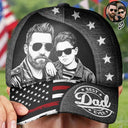 Gift For Father,Custom Photo,Independence Day,Art Design,Top Market,Confident,Photo - Pencil Sketch - Dark BG - Custom Photo White Pencil Sketch Art Best Dad Papa Ever - Personalized Classic Cap