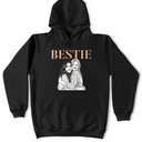 Gift For Bestie,Old Best friends,Gift For Sisters,Non-Eng,Photo - Pencil Sketch (Dark BG),Humorous - Custom Photo White Pencil Sketch Art Bestie Sister Portrait - Personalized T Shirt