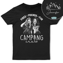 Art Design, Gift For Bestie, Humorous, Summer, Photo - Pencil Sketch - Dark BG - Custom Photo White Pencil Sketch Art Camping Crew Fires Friends Fun - Personalized T Shirt