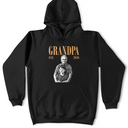 Gift For Father,Gift For Grandpa,Non-Eng,Photo - Pencil Sketch (Dark BG),Proud - Custom Photo White Pencil Sketch Art Daddy Grandpa Est Year - Personalized T Shirt