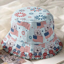 Gift For Yourself,Gift For Women,Gift For Men,Gift For Kids,Pet Lovers,Dog Lovers,Cat Lovers,Independence Day,Happy - Custom Photo With America Flags & Fireworks - Personalized Bucket Hat