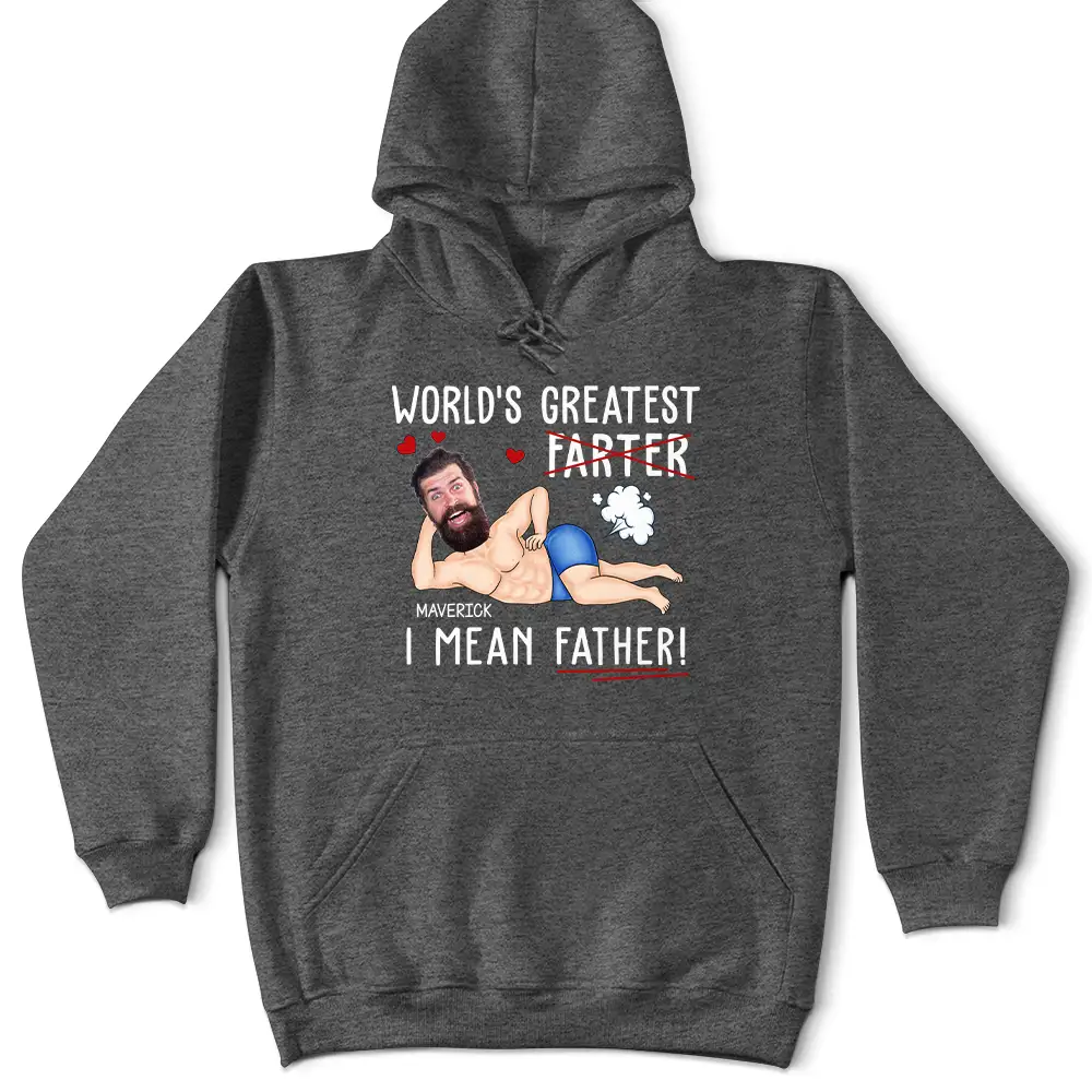 Gift For Father,Happy,Custom Photo - Custom Photo World's Greatest Farter I Mean Father - Personalized T Shirt
