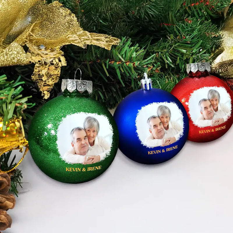 Wedding Anniversary,Anniversary,Gift For Couples - Custom Photo Year Of Love Wedding Anniversary - Personalized Ball Ornament