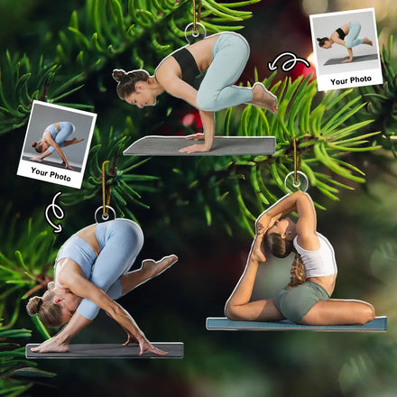 Custom Photo Yoga Lovers - Personalized Acrylic Photo Ornament