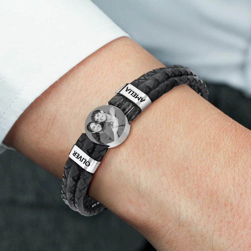 Love, Gift For Couples, Gift For Husband, Gift For Wife, Gift For Boyfriend, Gift For Girlfriend - Custom Photo You And Me We Got This Couple - Personalized Leather Braided Bracelet