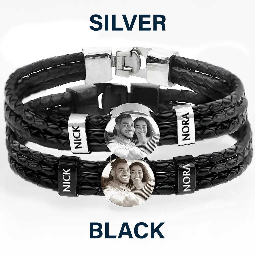 Love, Gift For Couples, Gift For Husband, Gift For Wife, Gift For Boyfriend, Gift For Girlfriend - Custom Photo You And Me We Got This Couple - Personalized Leather Braided Bracelet