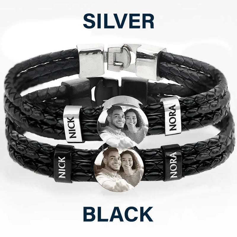 Love, Gift For Couples, Gift For Husband, Gift For Wife, Gift For Boyfriend, Gift For Girlfriend - Custom Photo You And Me We Got This Couple - Personalized Leather Braided Bracelet