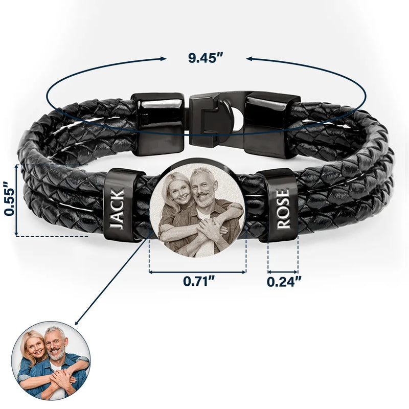 Love, Gift For Couples, Gift For Husband, Gift For Wife, Gift For Boyfriend, Gift For Girlfriend - Custom Photo You And Me We Got This Couple - Personalized Leather Braided Bracelet