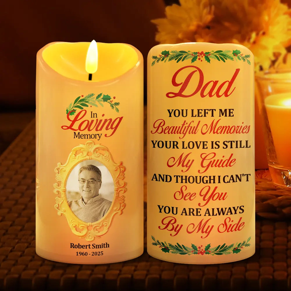 Family,Gift For Women,Gift For Men,Gift For Wife,Gift For Husband,Gift For Mother,Gift For Father,Gift For Brothers,Gift For Sisters,Gift For Son,Gift For Daughter,Custom Photo,Sad,Christmas,Memorial - Custom Photo You Are Always By My Side - Personalized Flameless LED Candle