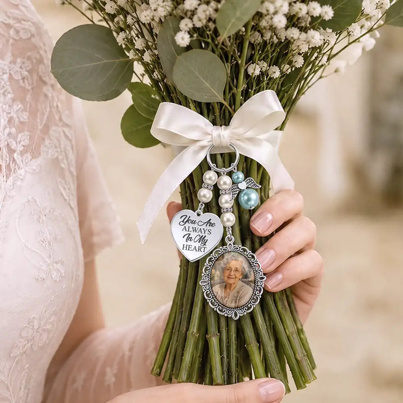 Sentimental,Custom Photo,Family,Wedding,Upload Full Photo - Custom Photo You Are Always In My Heart - Personalized Photo Bouquet Charm