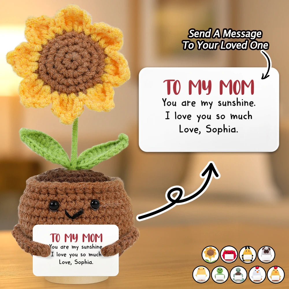 Family - Custom Photo You Are My Sunshine - Personalized Doll Crochet With Custom Card