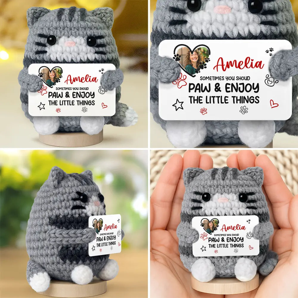 Pet Lovers,Pet Mom,Pet Dad,Pet Couple - Custom Photo You Are Pawesome - Personalized Doll Crochet With Custom Card