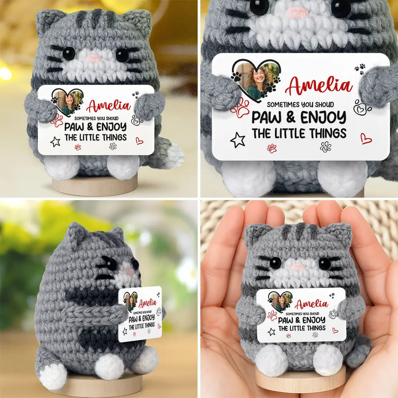 Pet Lovers,Pet Mom,Pet Dad,Pet Couple - Custom Photo You Are Pawesome - Personalized Doll Crochet With Custom Card