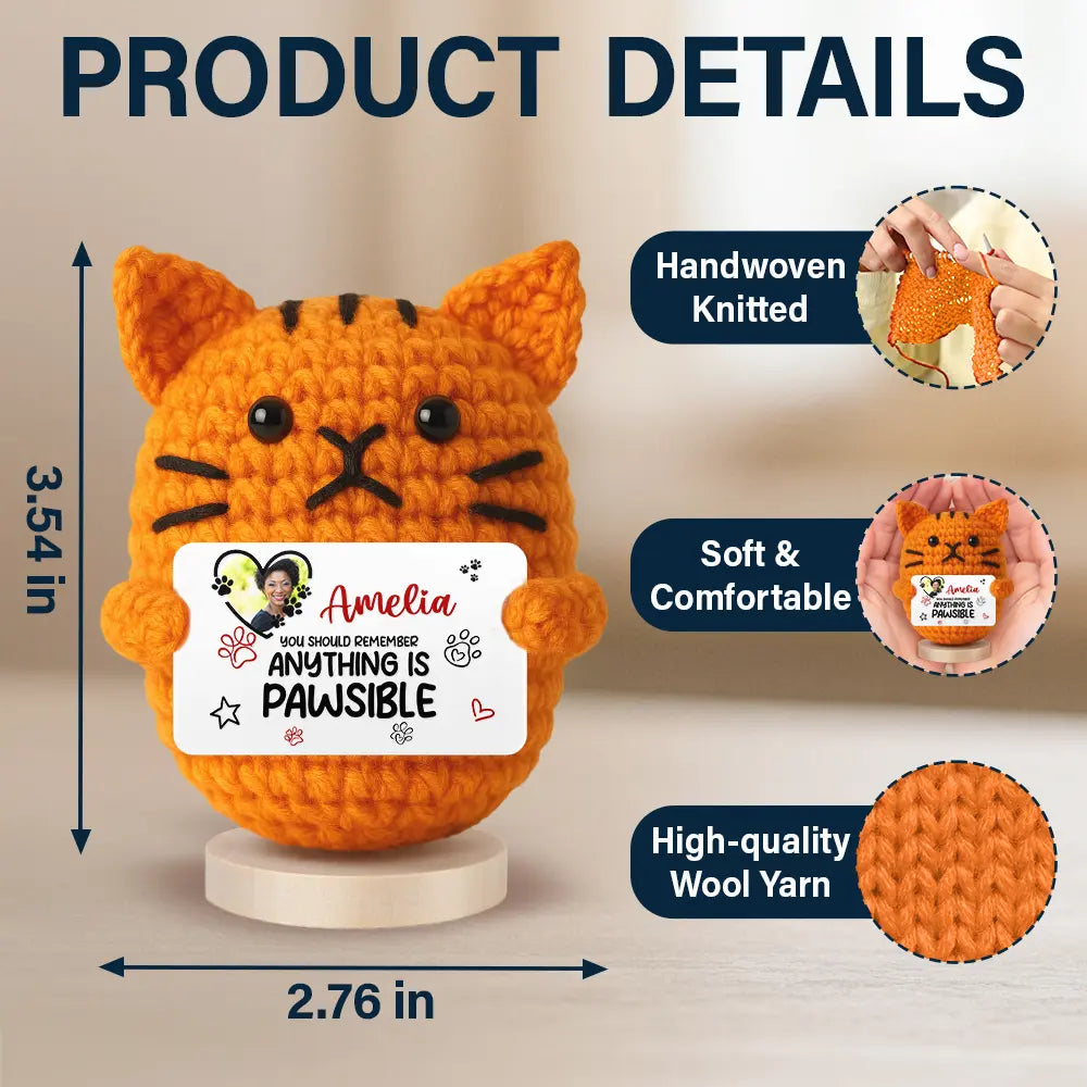 Pet Lovers,Pet Mom,Pet Dad,Pet Couple - Custom Photo You Are Pawesome - Personalized Doll Crochet With Custom Card