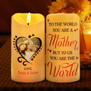 Gift For Women, Gift For Mother, Mom - Daughters (Adult), Christmas, Love, Custom Photo - Custom Photo You Are The World To Me - Personalized Flameless LED Candle