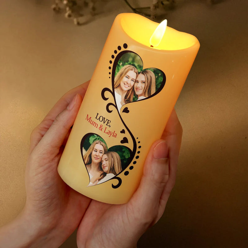 Gift For Women, Gift For Mother, Mom - Daughters (Adult), Christmas, Love, Custom Photo - Custom Photo You Are The World To Me - Personalized Flameless LED Candle