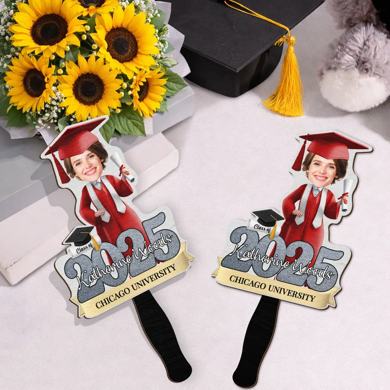 Graduation,Gift For Yourself,Gift For Women,Gift For Men,Gift For Daughter,Gift For Son,Gift For Sisters,Gift For Brothers,Gift For Bestie,Gift For Sibling,Happy - Custom Photo You Did It Congrats Graduation - Personalized Graduation Handheld Fan