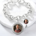 Memorial,Gift For Father,Gift For Yourself,Parents,Gift For Mother,Gift For Grandparents,Gift For Sibling - Custom Photo You Never Walk Alone Memorial - Personalized Charm Bracelet