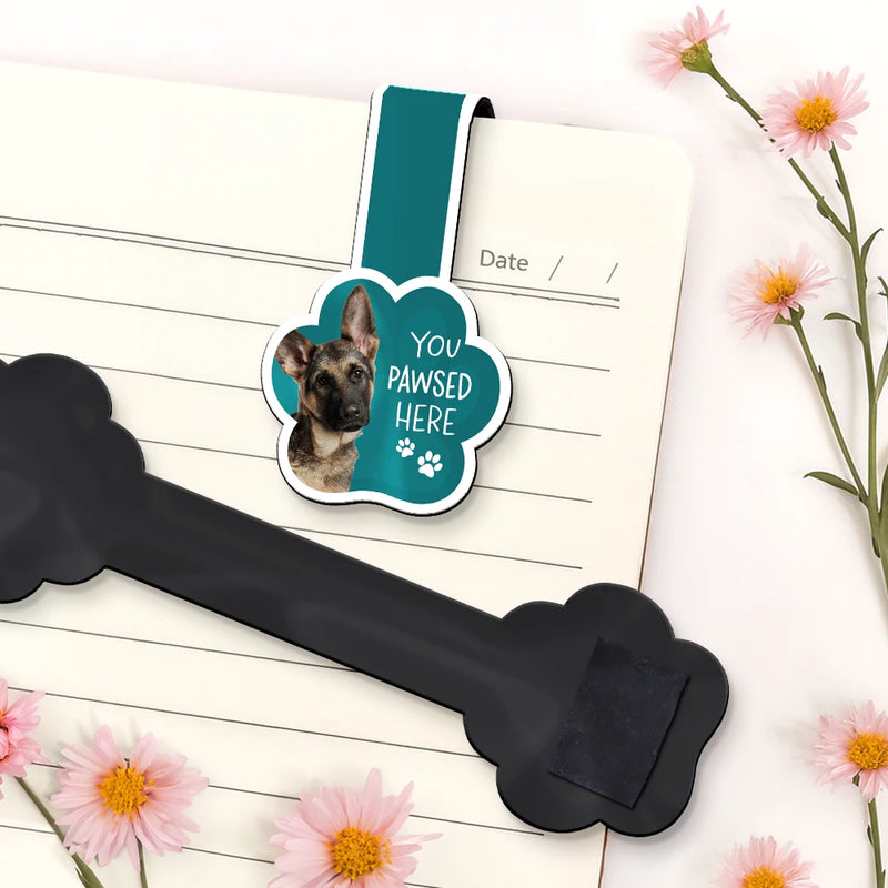 Gift For Yourself, Reading, Pet Lovers, Happy - Custom Photo You Pawsed Here - Personalized Custom Shaped Magnetic Bookmark Clip