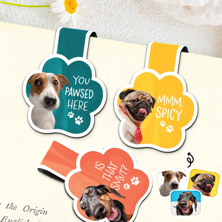 Custom Photo You Pawsed Here - Personalized Custom Shaped Magnetic Bookmark Clip