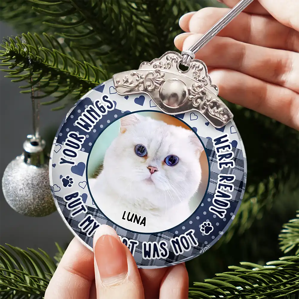 Sad, Christmas, Memorial, Dog Lovers -Custom Photo You Were Favorite Hello Memorial Pet - Personalized Glass Ornament With Silver Cap