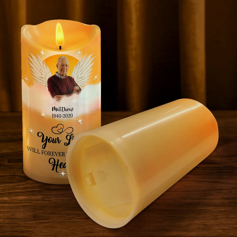 Gift For Yourself,Gift For Women,Gift For Men,Dad'Daughters ,Memorial,'Sons,Gift For Father,Gift For Mother - Custom Photo You Were The Light Of Our Lives - Personalized Flameless LED Candle