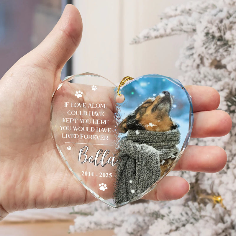 Christmas, Pet Lovers, Memorial, Custom Photo, Sad - Custom Photo You Would Have Lived Forever Pet Loss - Personalized Heart Shaped Glass Ornament