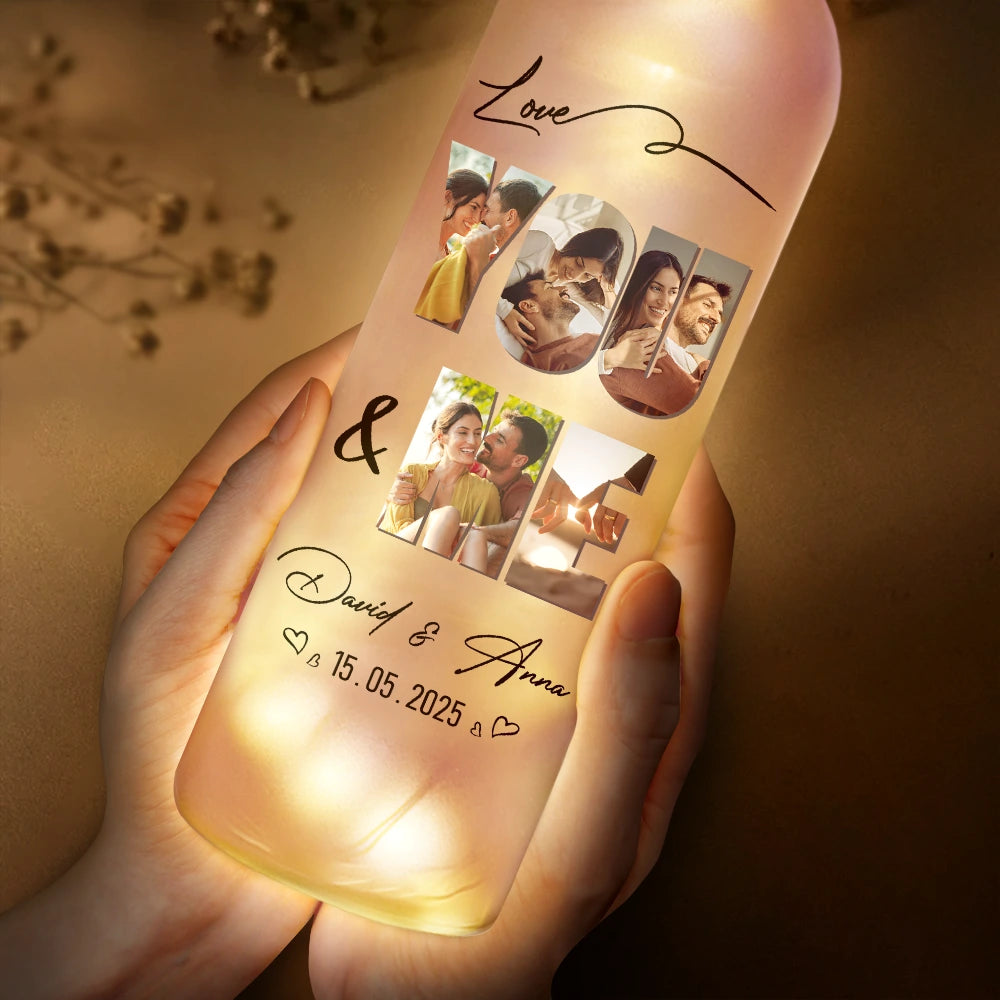 Custom Photo, Gift For Couples, Gift For Husband, Gift For Wife, Gift For Boyfriend, Gift For Girlfriend, Love - Custom Photo You & Me We Got This - Personalized Bottle Light