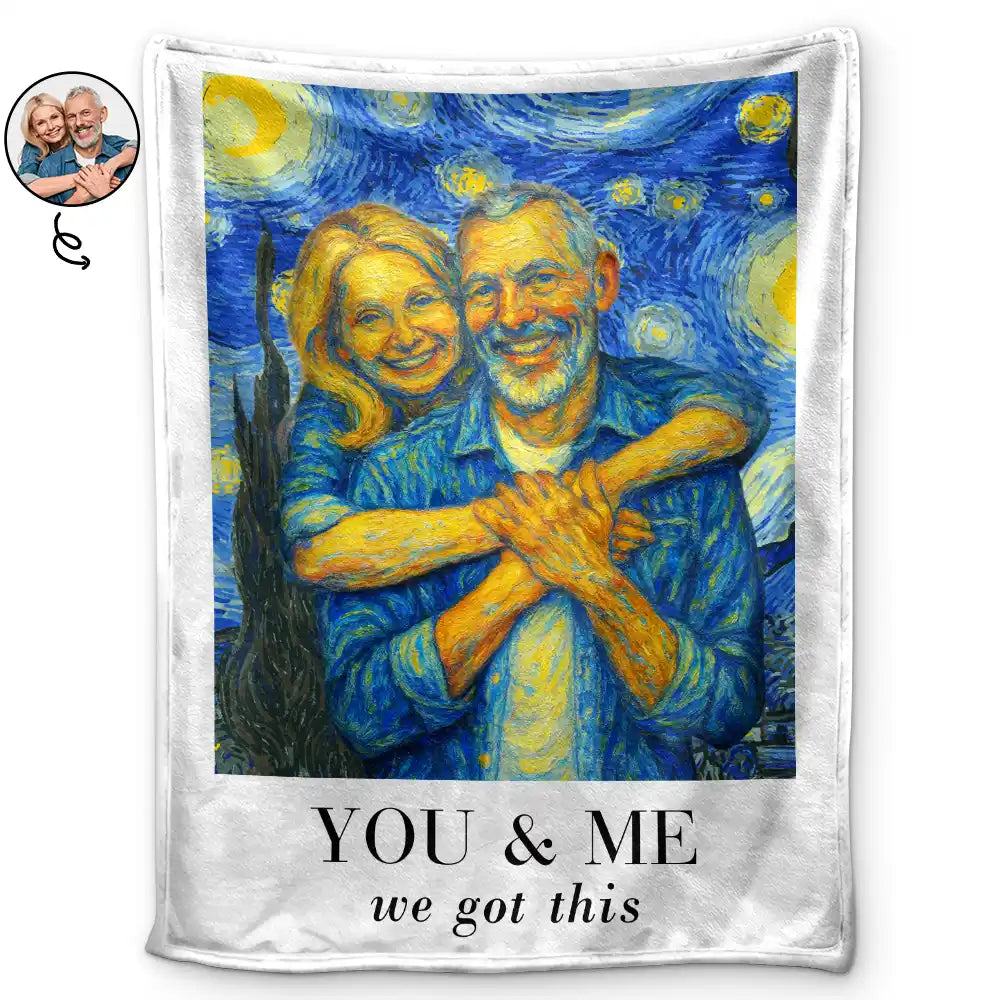 Custom Photo You & Me We Got This Under Starry Night - Personalized Fleece Blanket, Sherpa Blanket