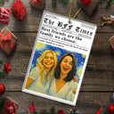 Gift For Bestie, Gift For Sisters, Happy, Custom Photo, Christmas - Custom Photo A True Friendship Is A Journey Without An End Starry Night - Personalized Custom Shaped Acrylic Ornament